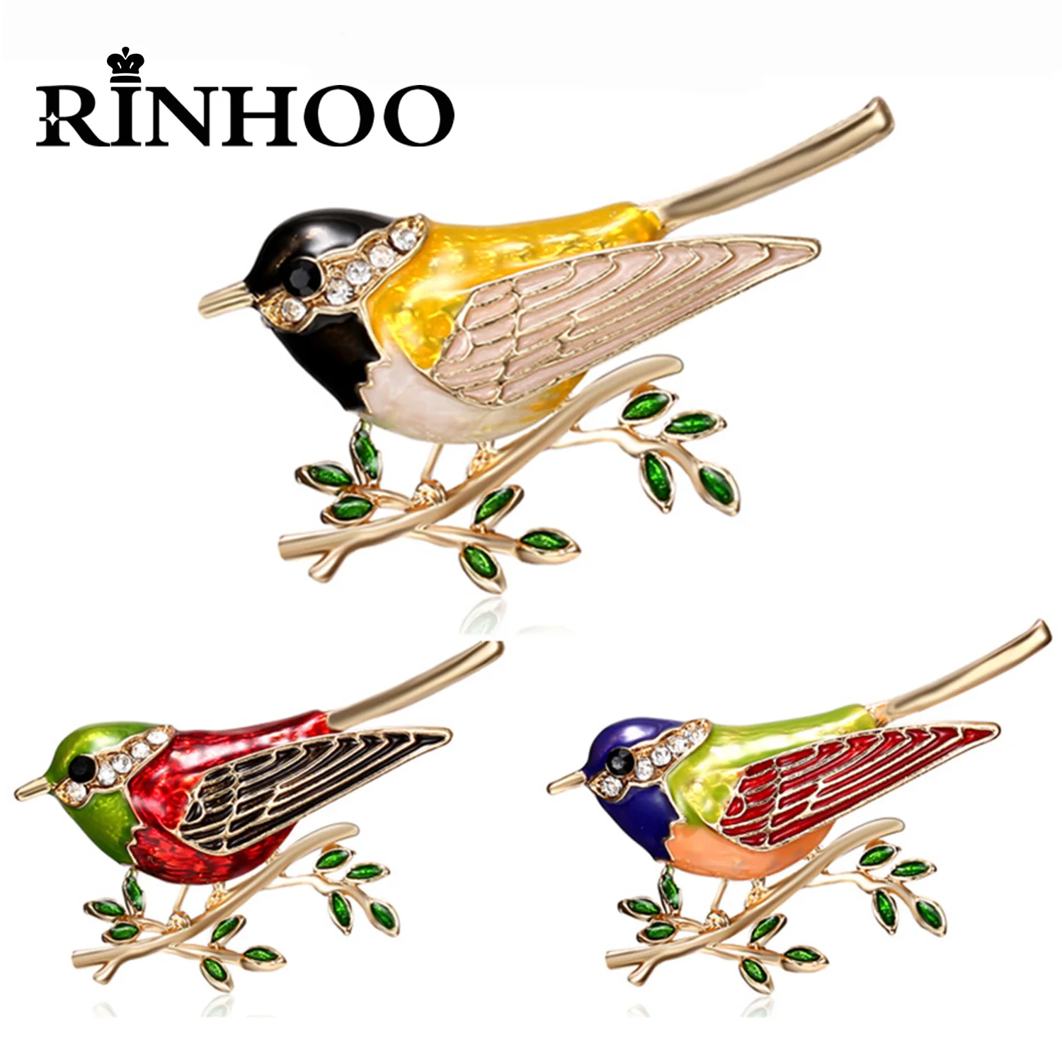 Rinhoo Enamel Flying Bird Rhinestone Animal Brooch Pins Women Animal Hummingbird Birds Eagle Jewelry Gift Clothes Coat Ornament