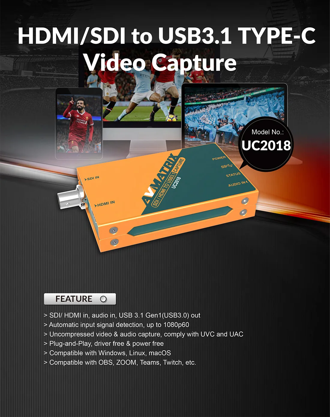 r*s様 SDI/HDMI to USBビデオキャプチャー　AVMATRIX U UC2018 | SDI/HDMI to USBビデオキャプチャー | AVMATRIX
