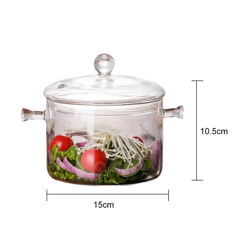 Hot Heat Resistant Borosilicate Glass Soup Pot Stockpot Transparent Soup Cooker Boil Water Instant Noodles Porridge Cooker Stock