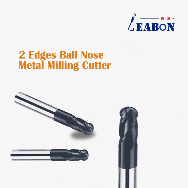 2 Edges Ball Nose Metal Milling Cutter Tiain Coated Tungsten Steel Router Bit for Aluminum Titanium Magnesium Alloy Board