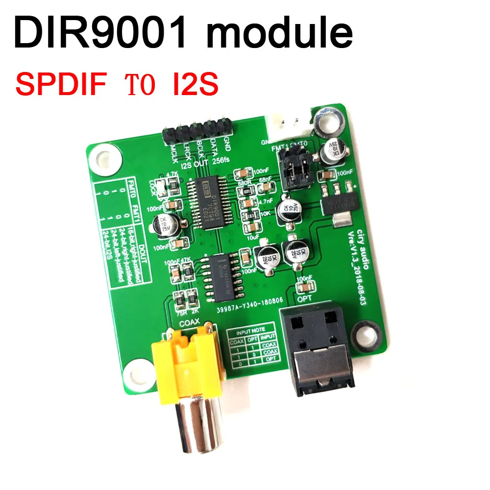 DIR9001 module Fiber coaxial Coaxial Receiver SPDIF to I2S output 24bit 96khz Dedicated for DAC