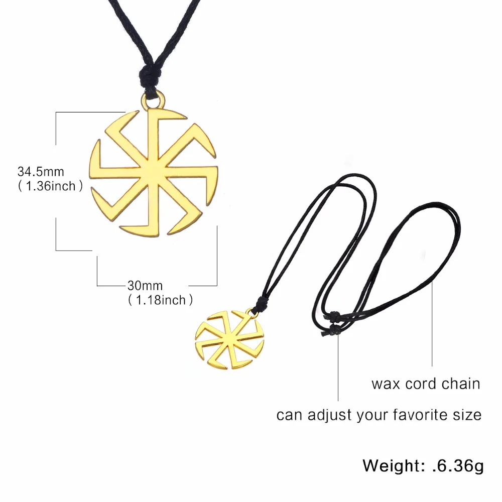 Likegreat Slavic Kolovrat Symbols Necklace for Men Pagan Sun Wheel Talisman Amulet Link Chain Pendants Religious Jewelry