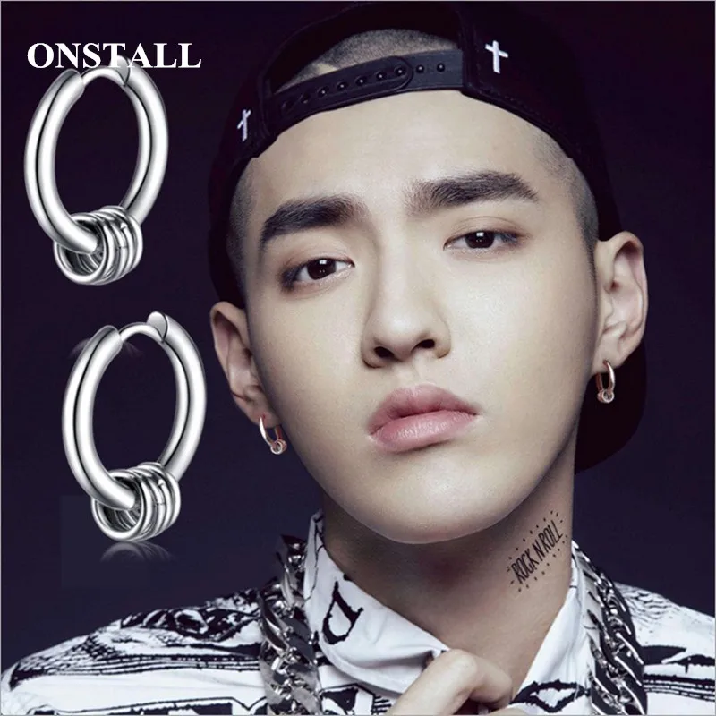 ONSTALL  Korean Fashion Pop Jewelry Male Bangtan Men Earring,Guys Jewellery,Accessory, Hipster, Grunge Style, Punk,Boys Ear Hole