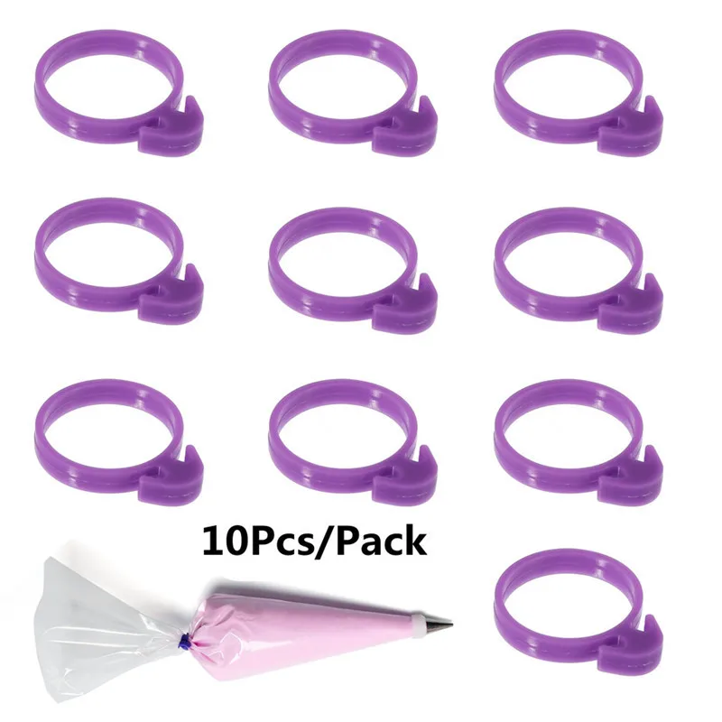 10PCS Silicone Retaining Ring Holder Pastry Bags Cable Tie Sealing Ring Fix 10 Decorative Flower Bag Retaining Ring Cake Tools