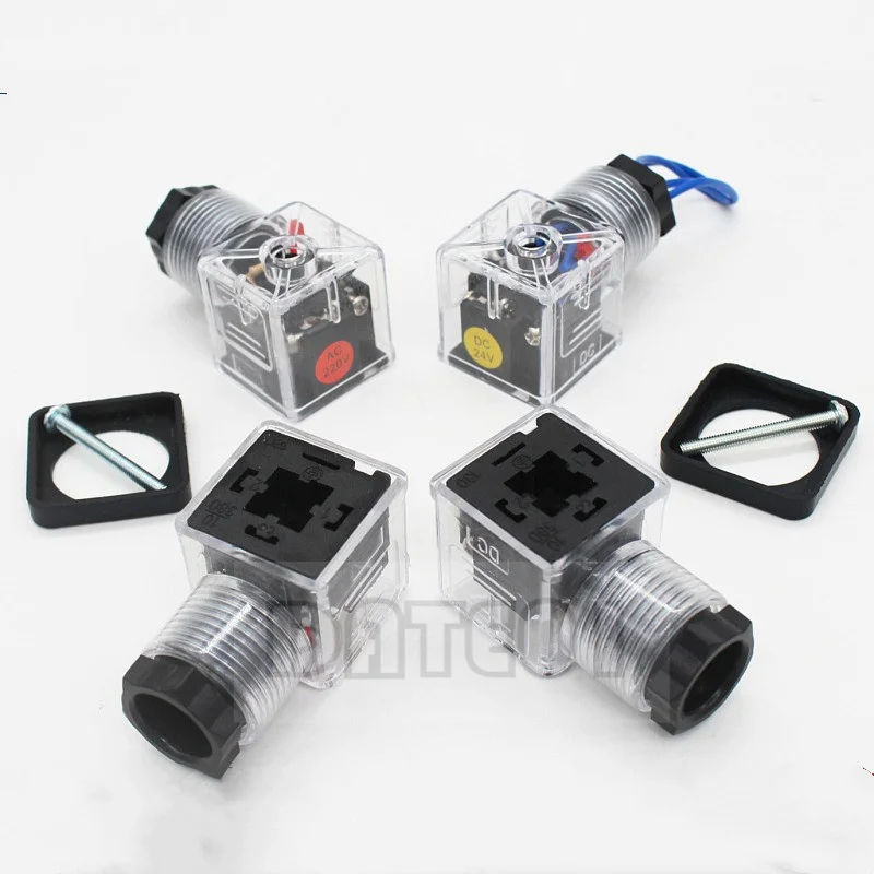 Hydraulic Solenoid Valve Plug With Lamp Plug Dc24v Electromagnet Junction Box Indicator Junction Box Ac220V Accessories