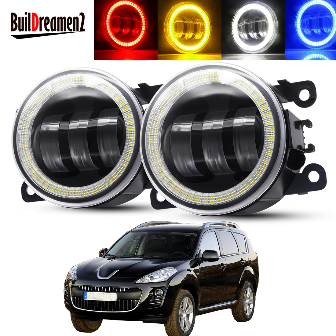 

2 X Car Front Bumper Angel Eye Fog Light Assembly For Peugeot 4007 GP_ 2007-2013 LED Lens DRL Fog Daytime Running Lamp 30W 12V