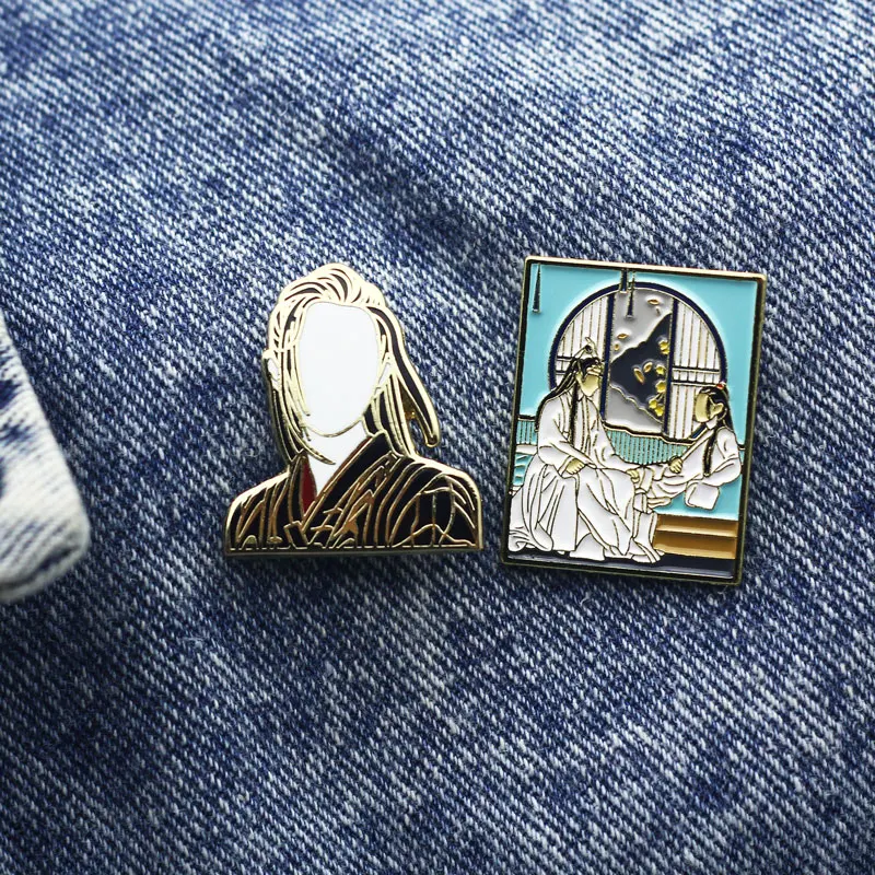 Interesting Ancient Chinese Style Male Cartoon Brooch Originality Lapel Badge Denim Jacket Backpack Pin Given Friends Gifts