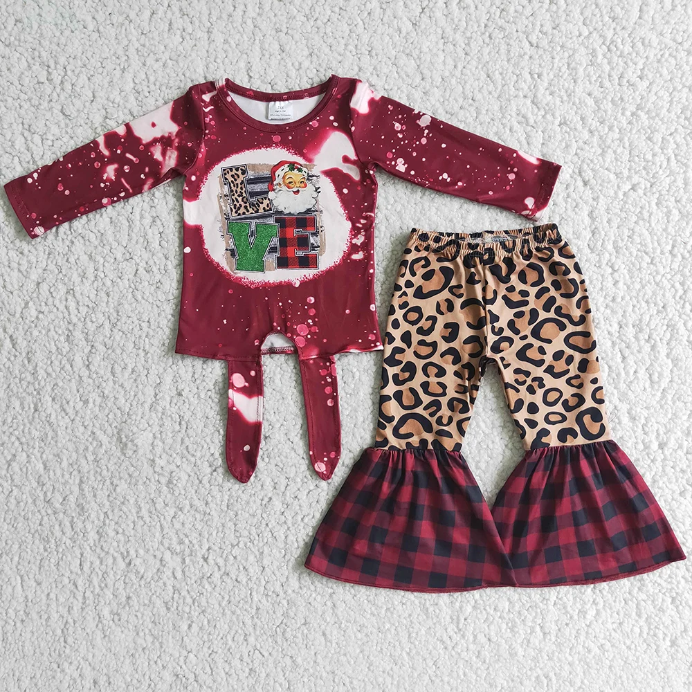 

RTS Wholesale Children Clothing Christmas Boutique Toddler Girls Clothes Santa Claus Fashion Kids Designer Clothes Girl Sets Hot