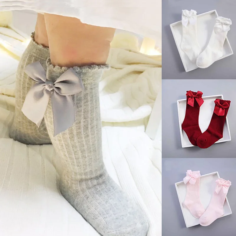 Newborn Baby Girls Socks Summer Spring Mesh Socks Kids Bow Knee Tube Sock Sokken Princess Infant Baby Socks