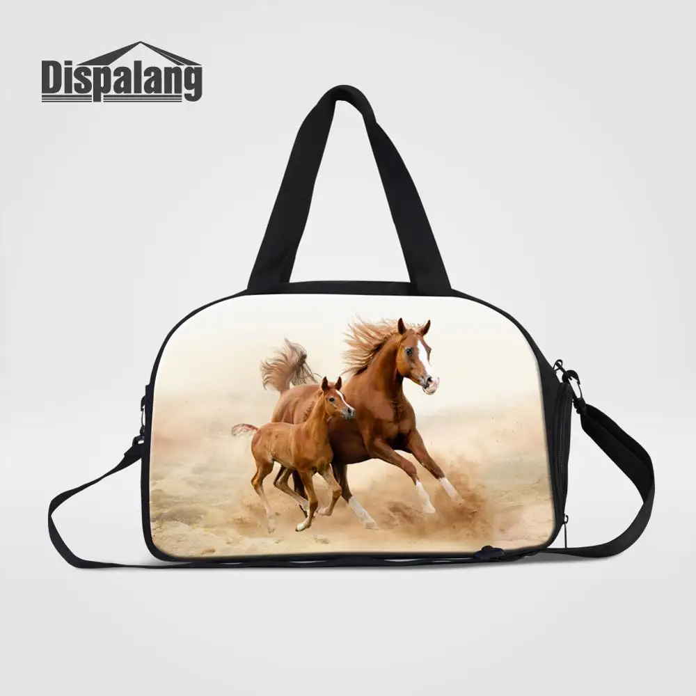 

Dispalang Men's Travel Duffels Cool Horse Printing Hand Luggage Bags Man Busniess Duffle Bag With Shoes Pocket Male Weekend Bags