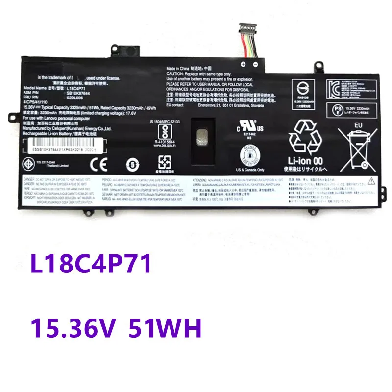 L18M4P72 L18C4P71 L18L4P71 Laptop Battery For Lenovo X1 CARBON 2019, X1C 02DL006 SKB10K97644 02DL004 02DL005 15.36V 51WH