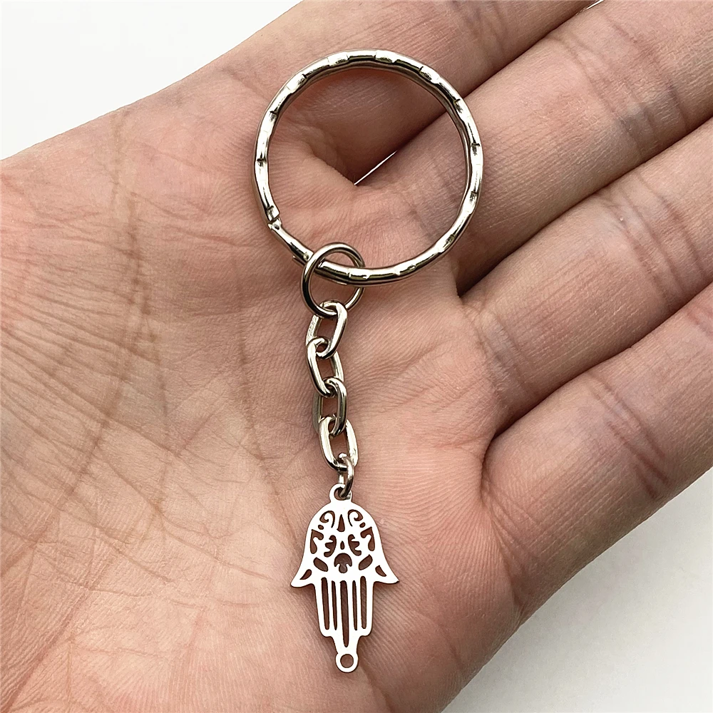 Hamsa hand hollow Fillgree keychain Bag Decoration Pendant Gift Chain Keyrings 3pcs/lot diy love heart Hand charm jewelry