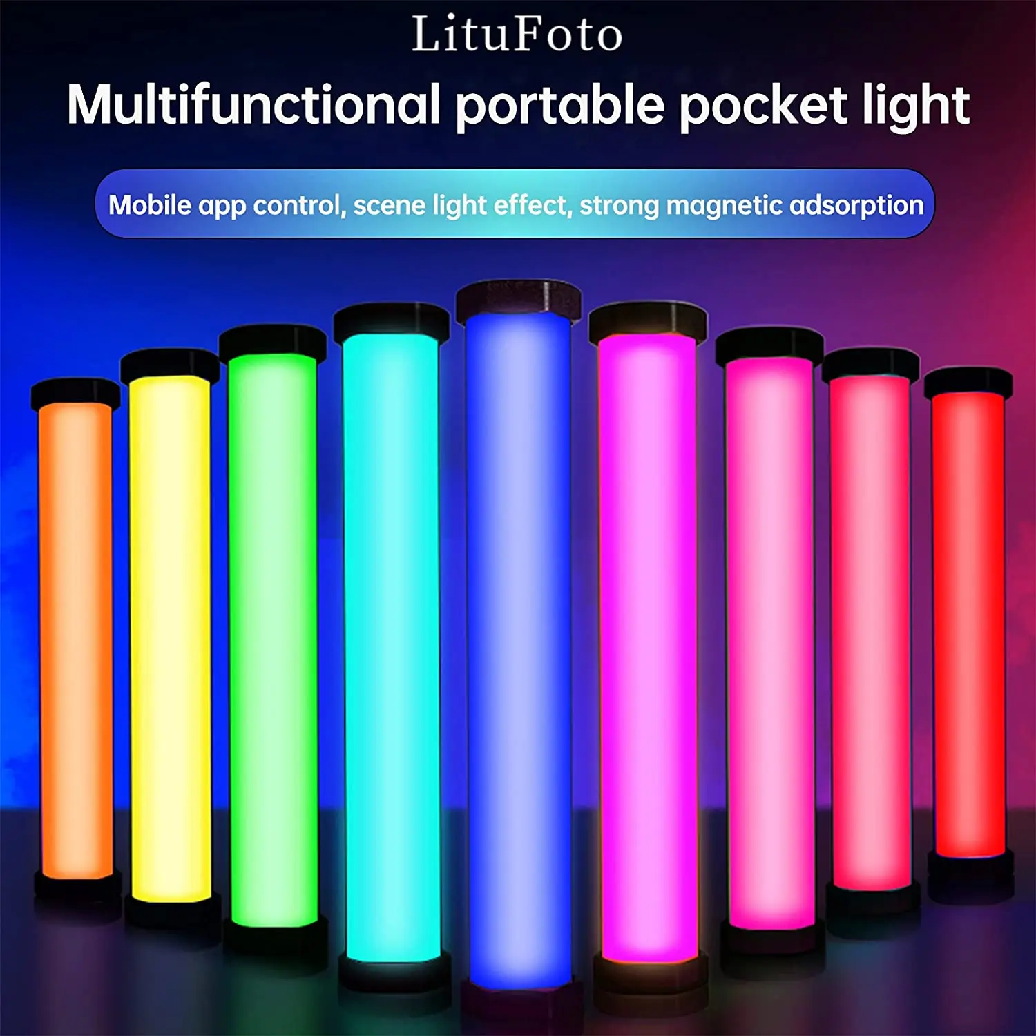 Litufoto R6 RGB LED Lights Tube Mini Tripod,handheld Photography Light Wand 3200K-7500K With App Control Tripod For Phone Lamp