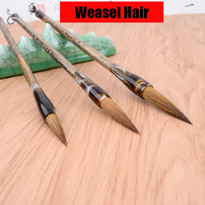 3 Pieces Practice Chinese Calligraphy Writing Brush  Small—Xiaokai Chinese Painting Brush Pen Weasel Hair Chinese Study Supplies