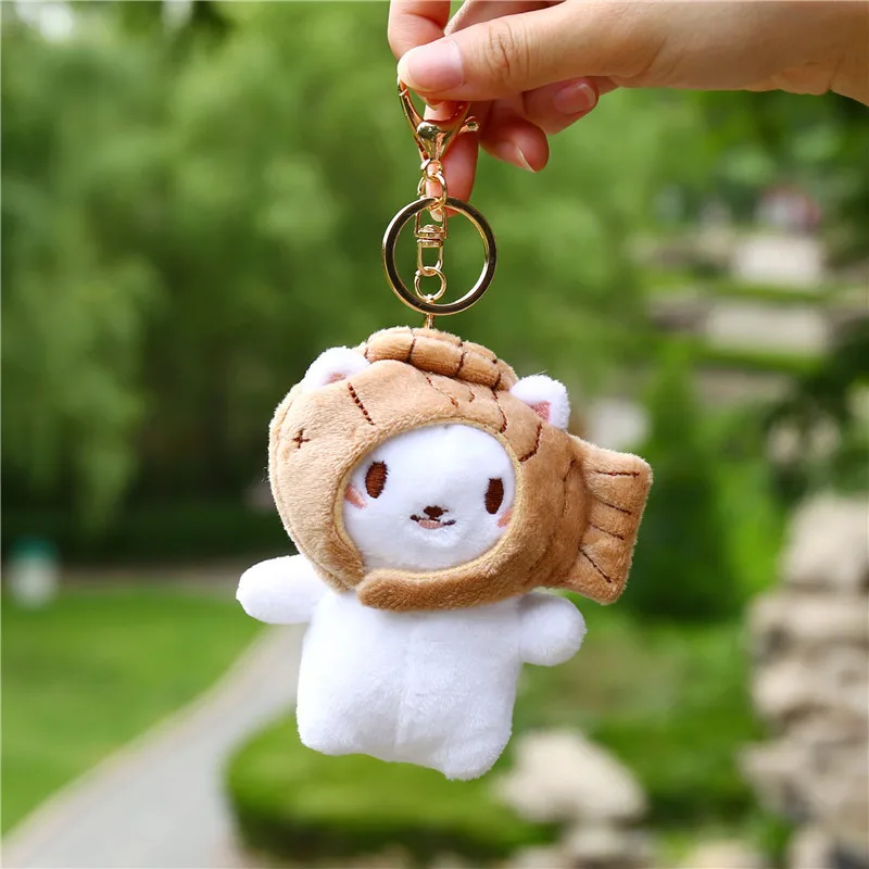 חמוד פרווה כדור Keychain חתול רך Pompom בעלי חיים זנב שיער כדור רכב Keychain סנאפר דגי קטיפה ראש כובע Keychain אמא מתנה Llaveros
