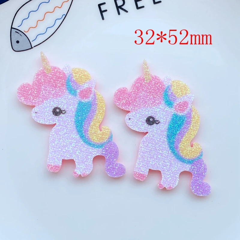 20pcs/Lot Glitter Lovely Unicorn Appliques Felt Patches For Crafts Clothing DIY Scrapbooking Accessories L81