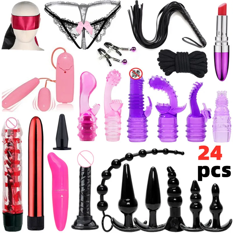 Sex Toys For Couples Erotic Vibrator Anal Bead Butt Plug Whip Rope G Spot Stimulator Dildo BDSM Anal Plug Set Fetish Adult Game