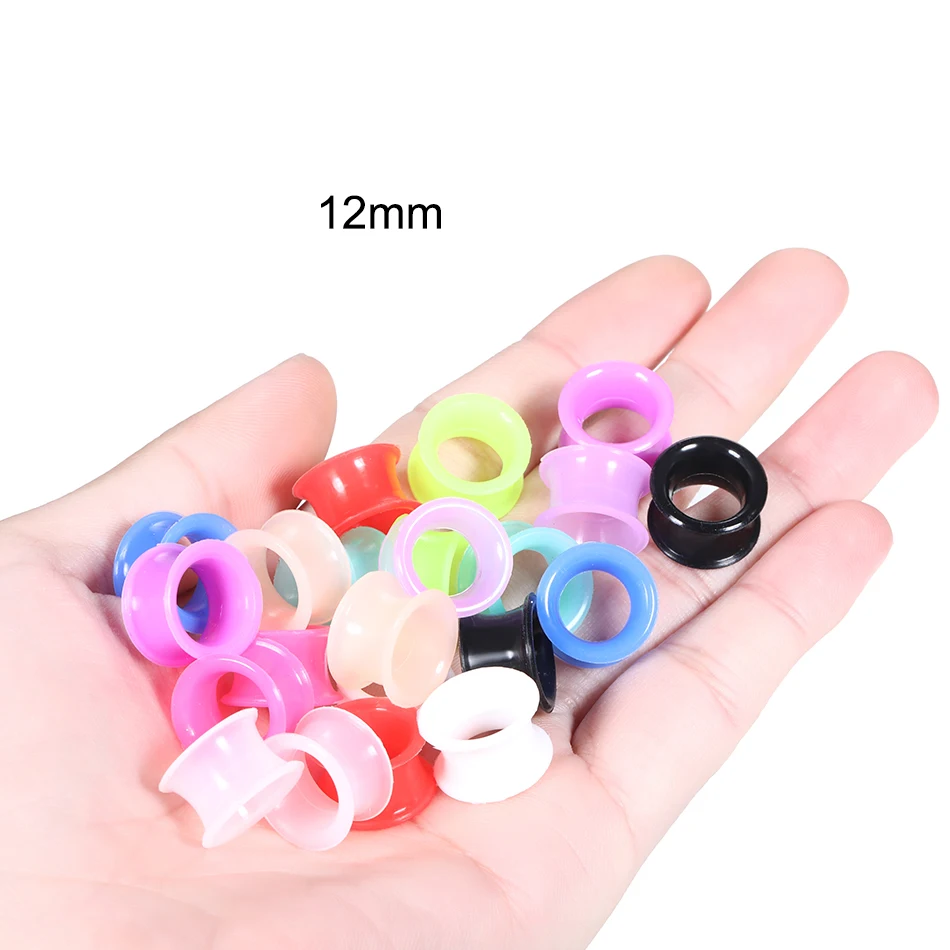 24 Teile/los Squishy Silikon Earlets Flexible Doppel Ausgestelltes Flesh Ohr Tunnel Plugs Messer Expander Bahren Piercing Schmuck