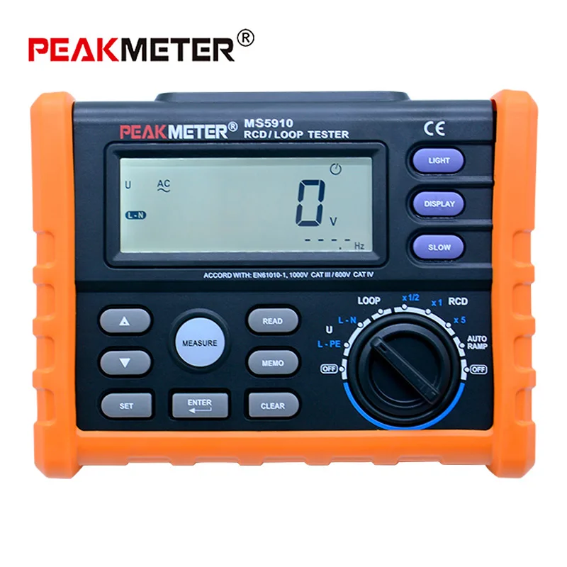 Peakmeter-medidor de Resistência Digital Rcd Loop Tester Multímetro Interface Usb Corrente de Saída Time Tester Pm5910