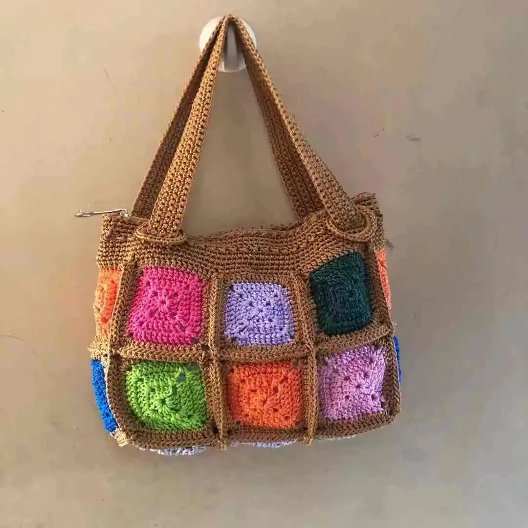 Handmade Crochet Bag Summer Bag Kintting Beach Bag Handmade crochet bag crochet shoulder bag Kintting tote bag Colorful hand bag