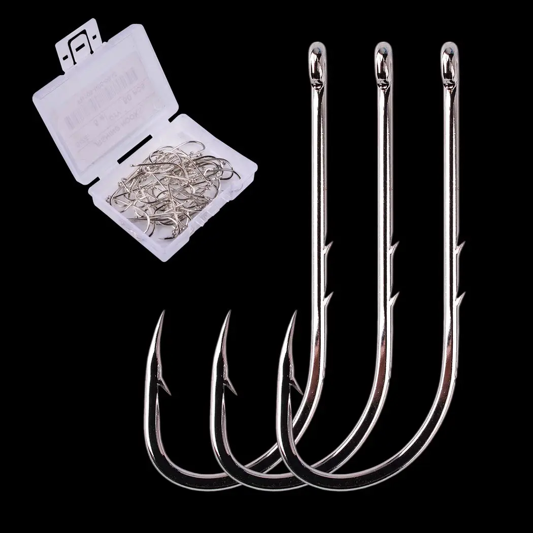 50 / 20 pcs Barbed Fishing Hooks Sea Worm Carp Single Circle Hook Set Fly Fishing Accessories Tackle Carbon Steel Fishhook