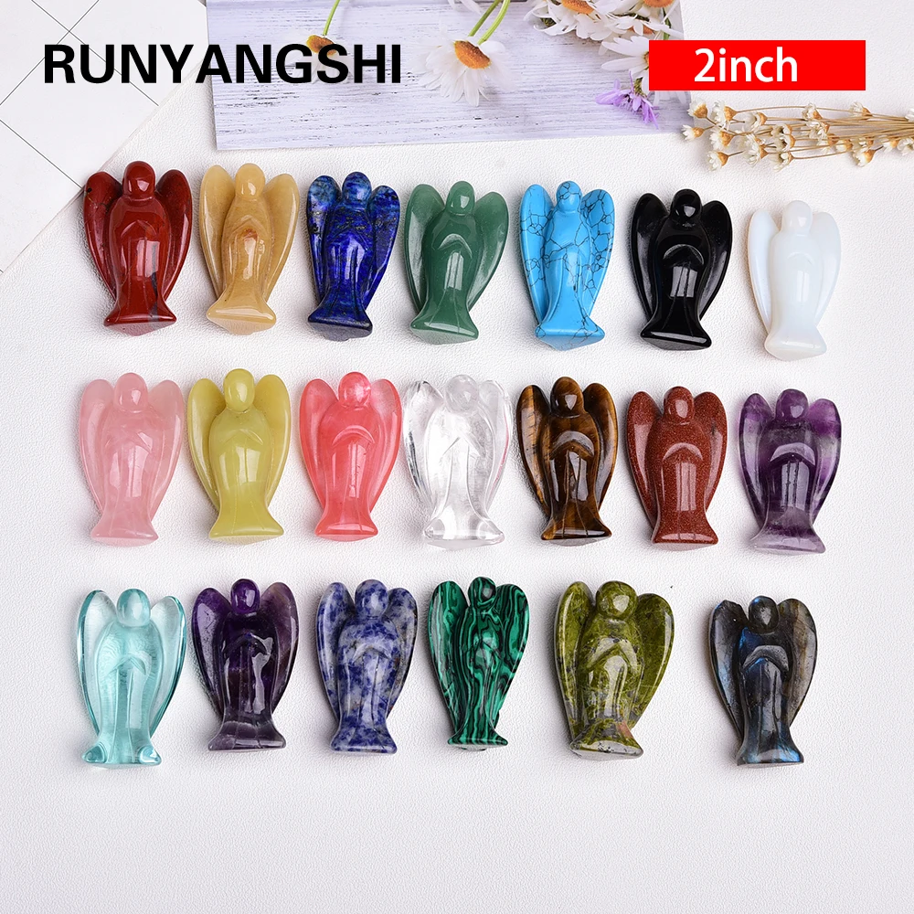 1 pz cristallo naturale angelo custode figurina ametista quarzo rosa colorato guarigione pietra gemma mestiere regalo decorazioni per la casa ornamenti