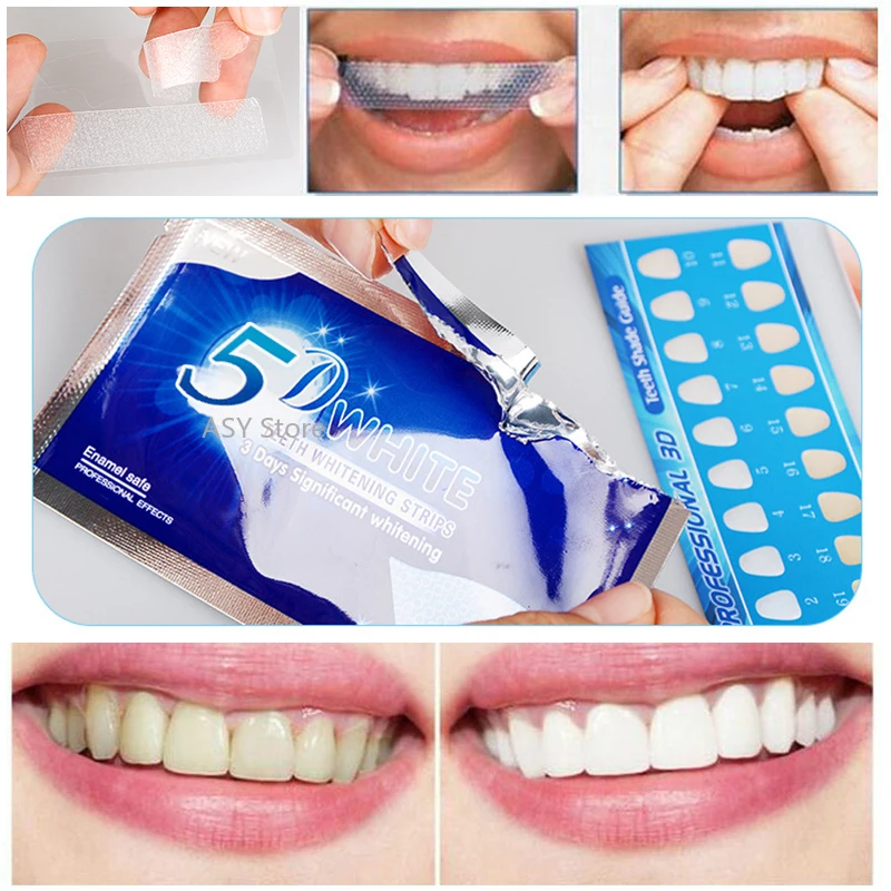 7 or 14 pairs 5D Gel Teeth Whitening Strips White Tooth Dental kit Oral Hygiene Care Strip for false Teeth Veneers Dentist