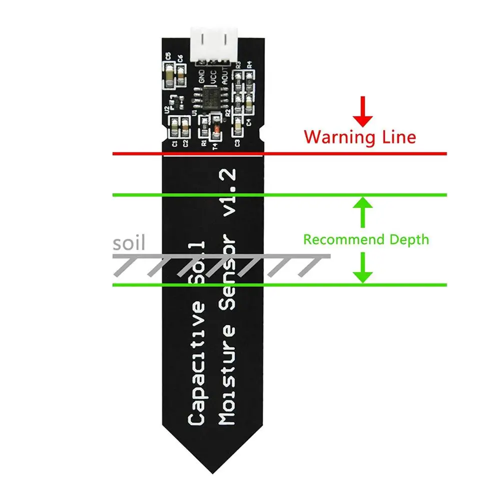 Sensor capacitivo de umidade do solo., resistente à corrosão, para detecção de umidade do arduino, rega de jardim, diy.