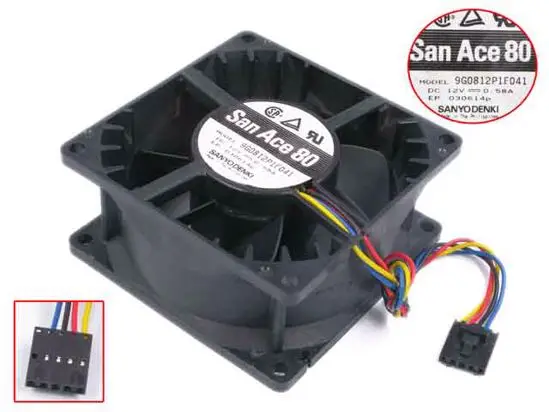 

SANYO DENKI 9G0812P1F041 DC 12V 0.58A 80x80x38mm Server Cooling Fan