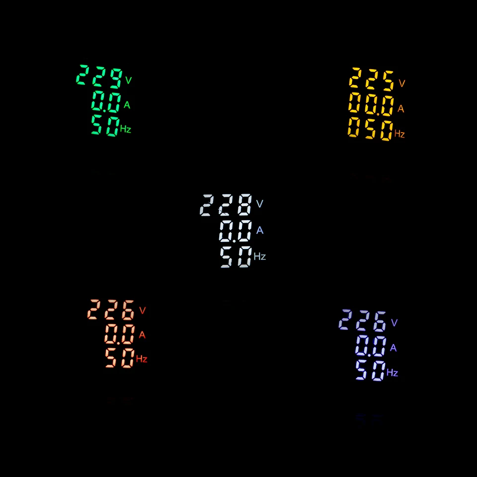 22mm AC 60-500V 1-100A Voltmeter Ammeter Hz Indicator Digital  20-75Hz Current Frequency Meter Digital Voltage Amp Led Lamp 3in1