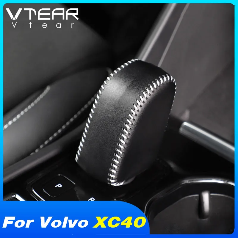 Vtear Car Gear Head Cover Leather Gear Shift Collars Bondage Covers Interior Car-styling Decoration Accessories For Volvo XC40