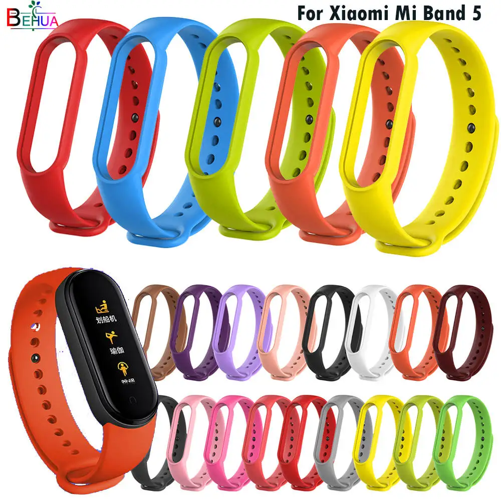 Colorful Sport Silicone Watchband Bracelet For Xiaomi Mi Band 5 smart watch Replacement Fashion Comfortable Strap For Mi Band 6