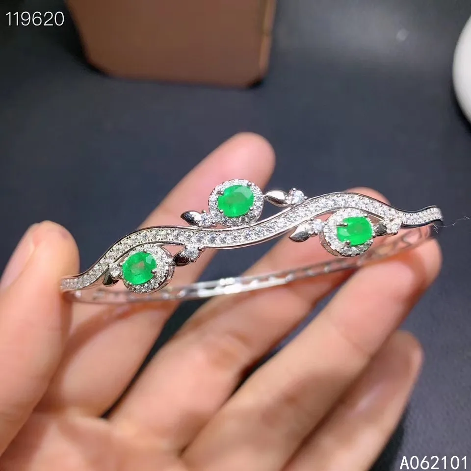 

KJJEAXCMY fine jewelry 925 sterling silver inlaid natural emerald new girl popular hand bracelet supports test Chinese style