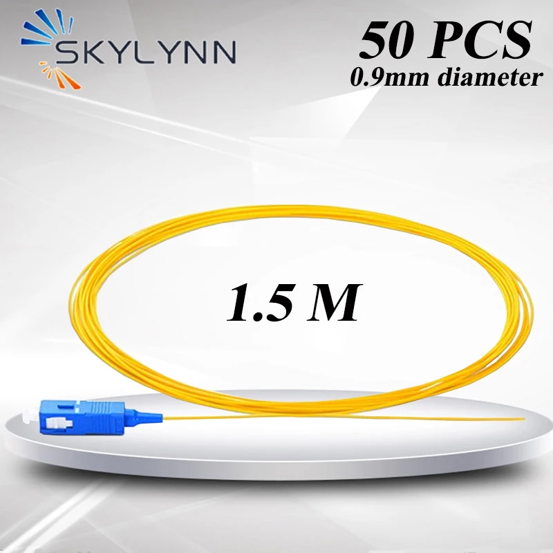 50Pcs/Bac 1.5 Meter Length SC/UPC 0.9mm Tight Buffer Single Mode G652D/G657A1/G657A2 Fiber Optic Pigtails For Splicing