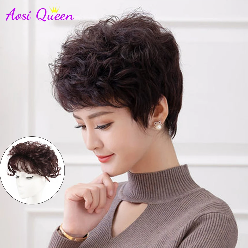 SyntheticAir Hair Bangs Edge Clipped In Bangs Extended Hair Piece Bangs Wig Cut Top Hair Loss To Cover Gray Hair Increase Volume