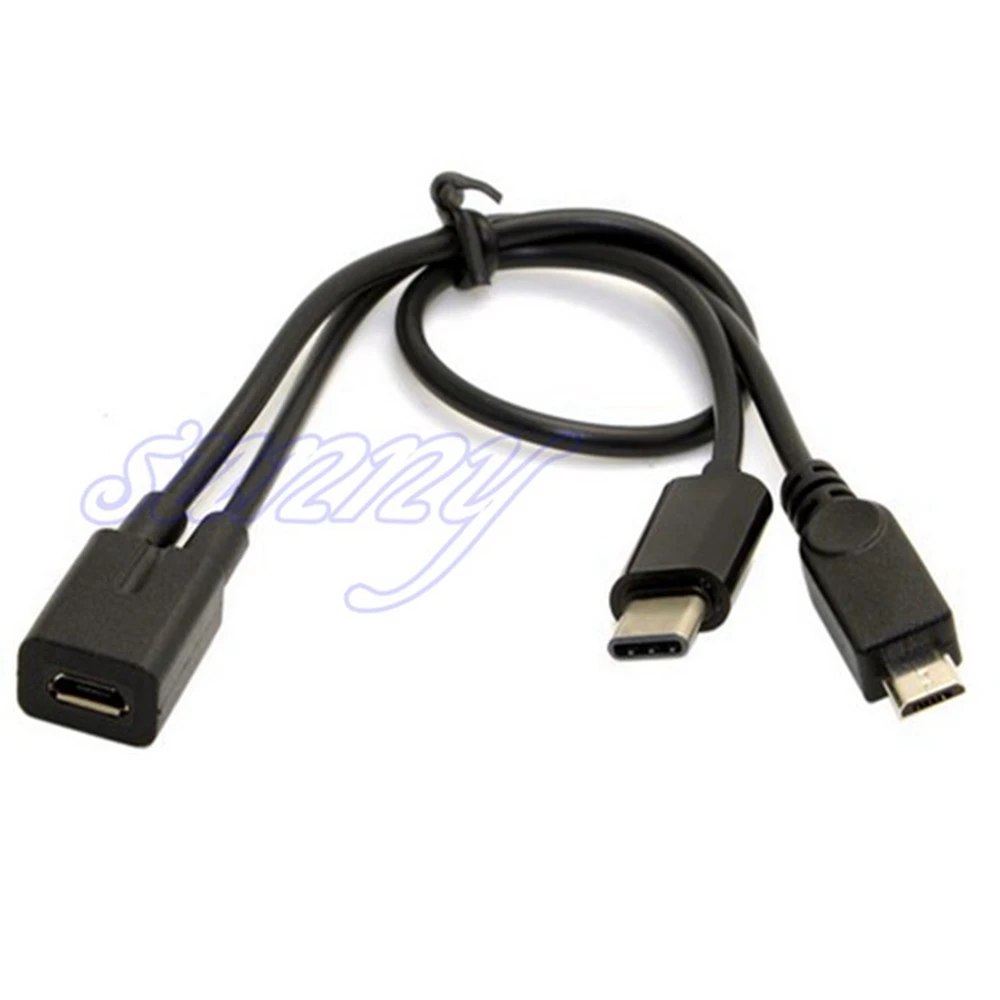 AT 1 Buah Micro USB 2.0 Splitter Y 1 Perempuan untuk 2 Laki-laki Kabel Data Kabel Ekstensi untuk Telepon Kualitas Tinggi Sync Kabel Data