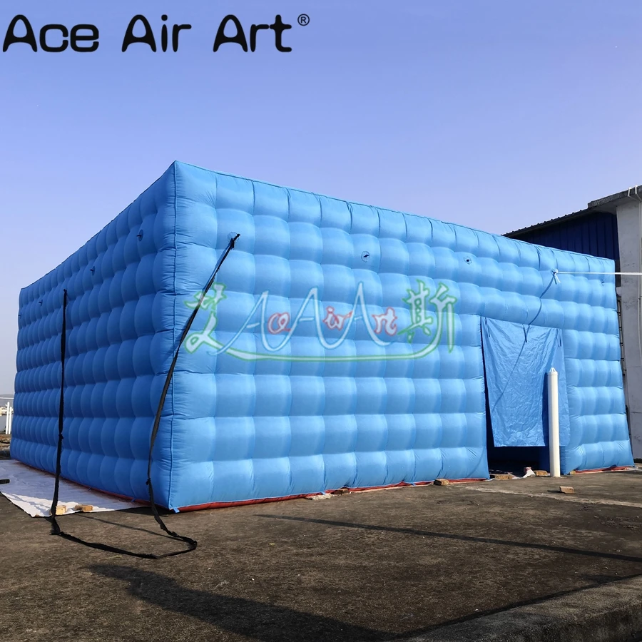 Customized Color 7x7m Luxurious Outdoor Inflatable Cube Tent,Blue VIP Lounge Tent,Marquee Cabinet Lawn Tent for Grand Banquet