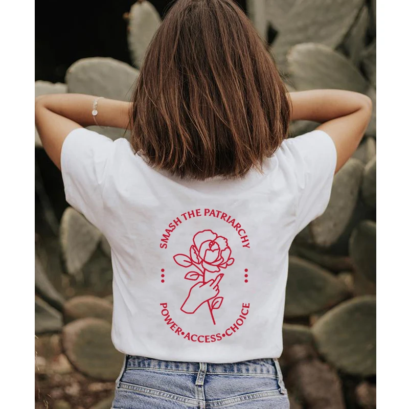 Smash The Patriarchy Power Access Choice T-shirt Aesthetic Women Feminism Graphic Tee Shirt Top Cute Girl Power Slogan Tshirt