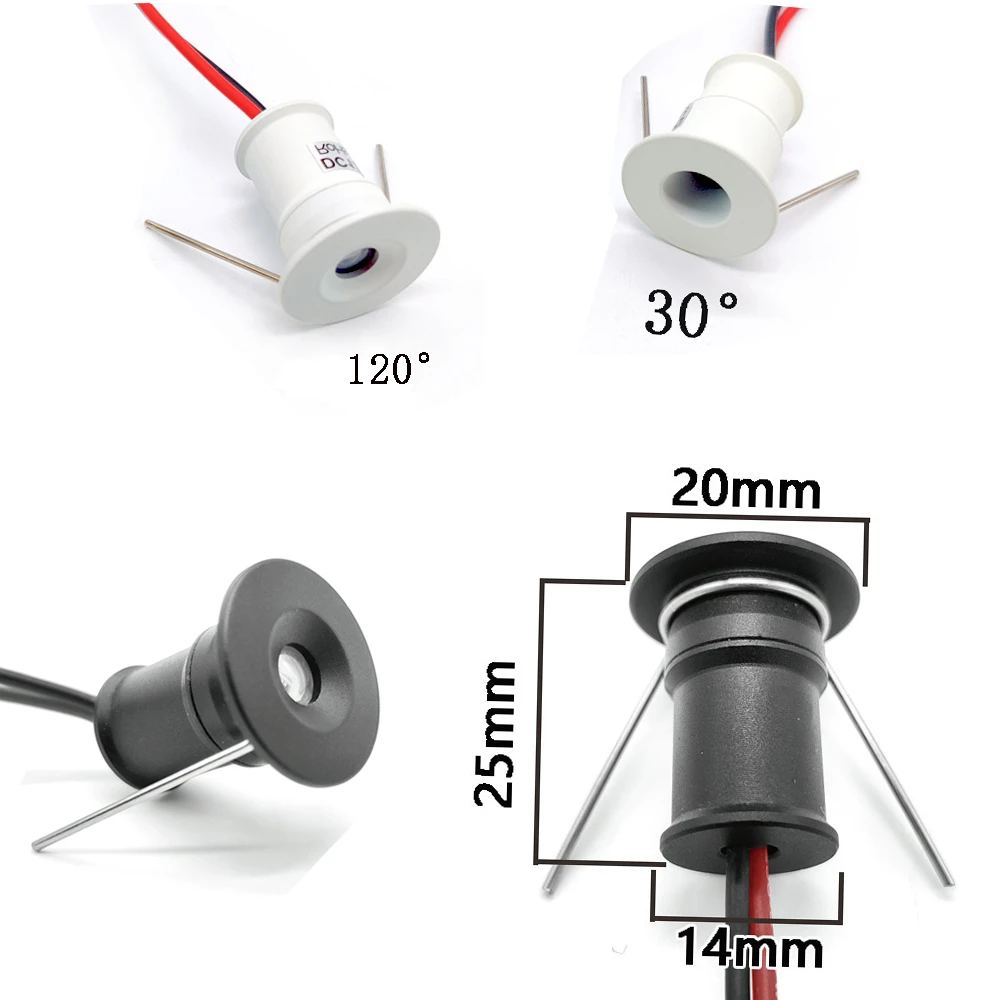 LED Downlight with Remote Controller 1W Dimmable Ceiling Light Black White Silver Shell Spotlight Stair Cabinet Light