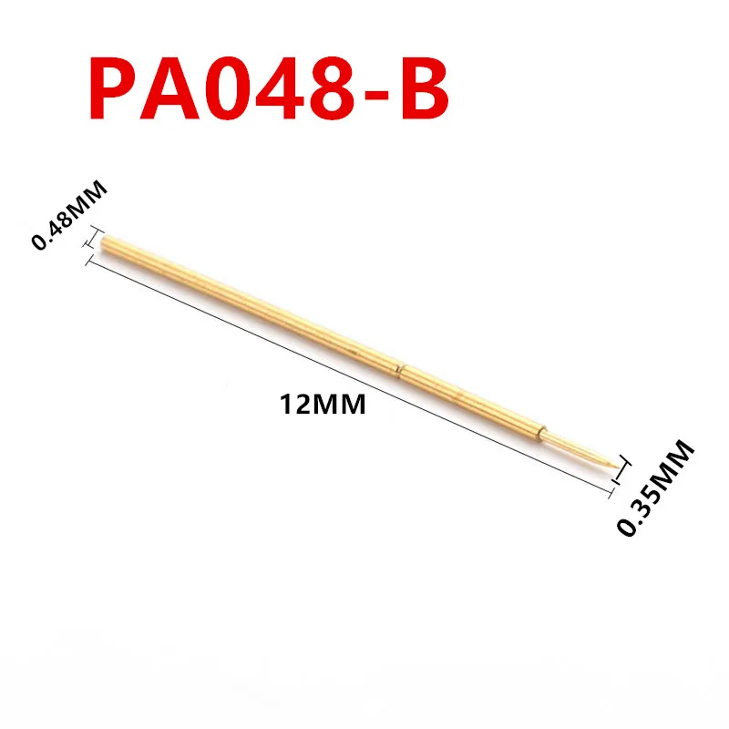 

100PCS Gold-plated Spring Test Pin PA048-B Pointed Outer Diameter 0.48mm Total Length 12mm PCB Test Pin