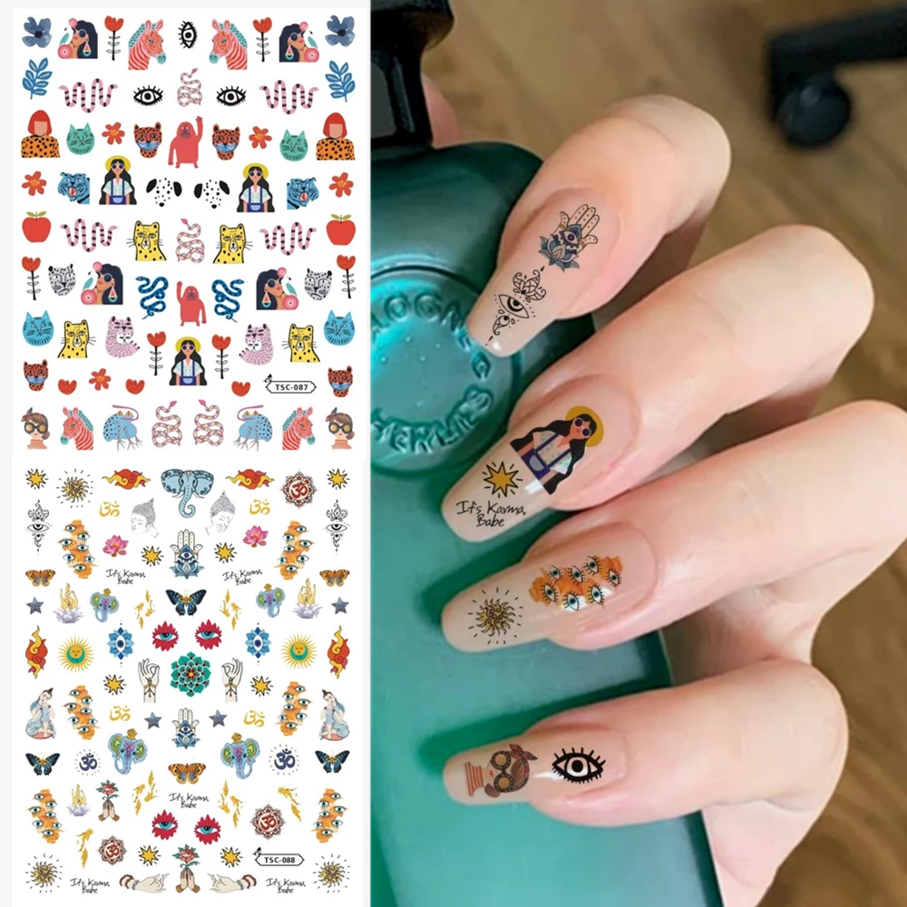 Newest TSC-087-088 TSC series  Cartoon character 3d nail art stickers decal template diy nail tool decoration