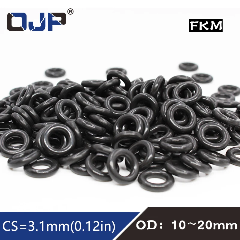 10PCS/lot Fluorine rubber Ring Black FKM O ring Seal CS:3.1mm OD10/11/12/13/14/15/16/17/18/19/20mm Rubber O-Ring Seal Gasket