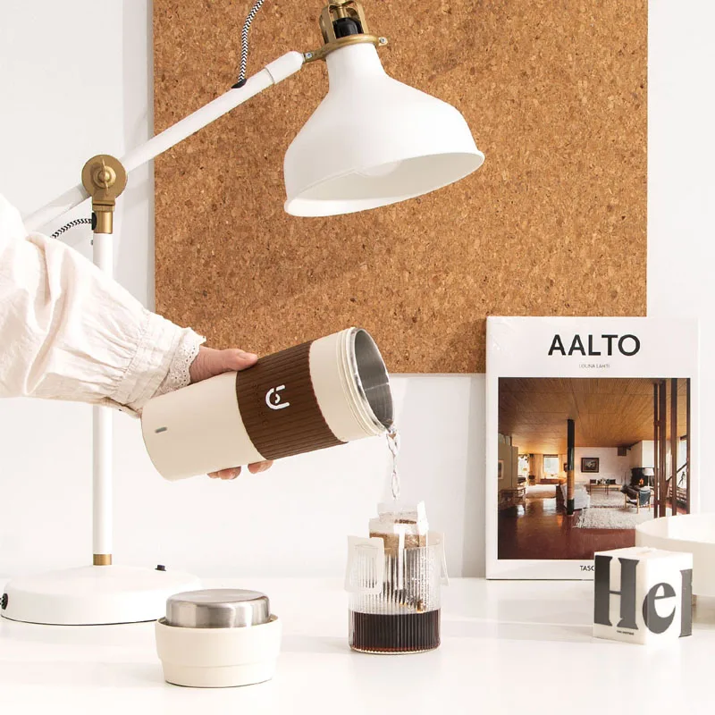 400ML Cangkir Termal Ketel Listrik Pintar untuk Kopi Teh Susu 6 Menit Air Mendidih Cepat Portabel Cangkir Pemanas Perjalanan Bebas BPA