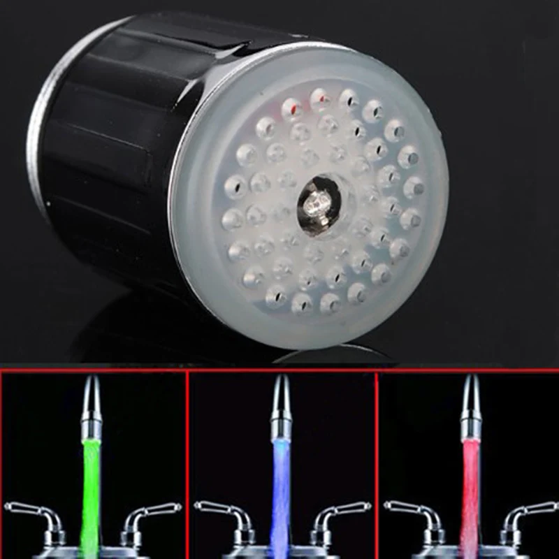 Kitchen LED Temperature Sensitive 3-Color Light-up Faucet Bathroom Shower 7 Colors Glow Water Saving Faucet Aerator Nozzle Tap