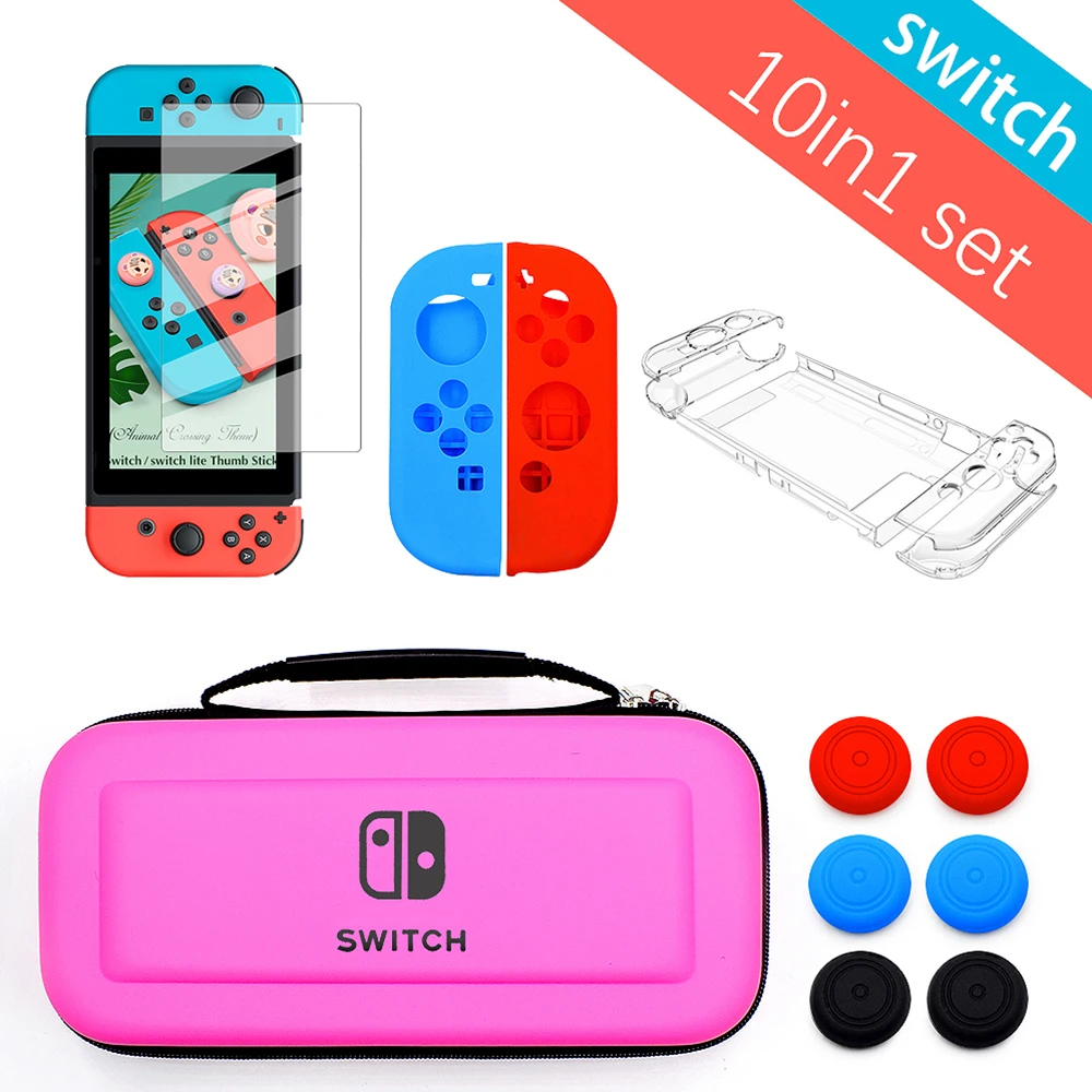 Набор аксессуаров для игровых приставок «10 в 1», Дорожный Чехол для консоли Nintendo Switch, чехол NS, Защитная пленка для экрана JoyCon