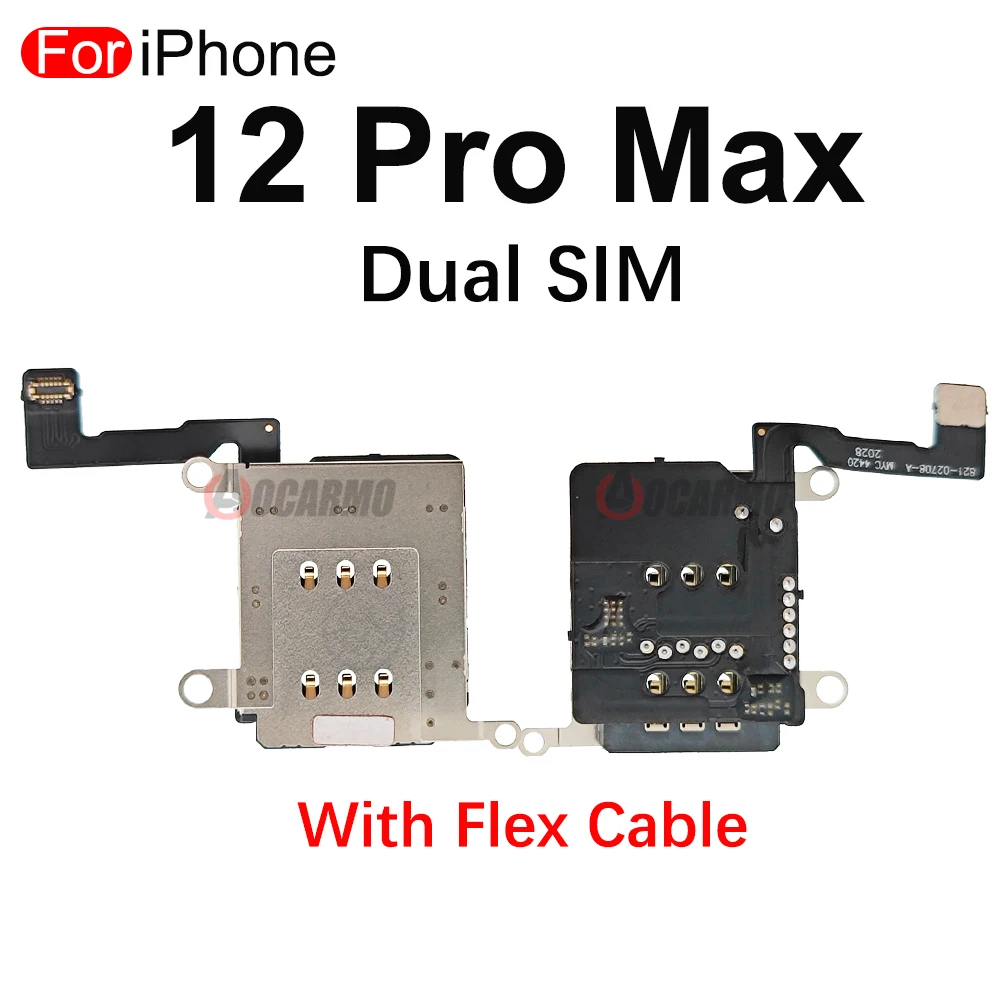 5ชิ้น/ล็อตสำหรับ iPhone X XS XR 11 12 Pro Max Mini 11Pro 12Pro SIM Reader ผู้ถือถาด Flex Cable เปลี่ยนชิ้นส่วน