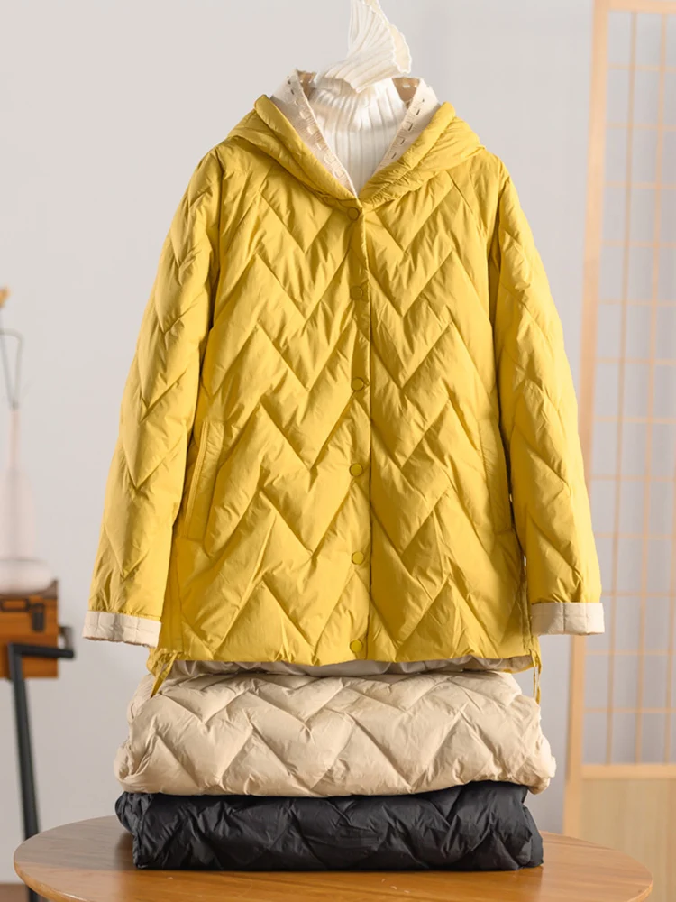 SEDUTMO Patchwork Winter Duck Down Jacket Women Quilted Warm Oversize Long Hooded Coat Fashion Ultra Light Thin  Autumn ED1800