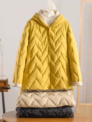 SEDUTMO Patchwork Winter Duck Down Jacket Women Quilted Warm Oversize Long Hooded Coat Fashion Ultra Light Thin  Autumn ED1800