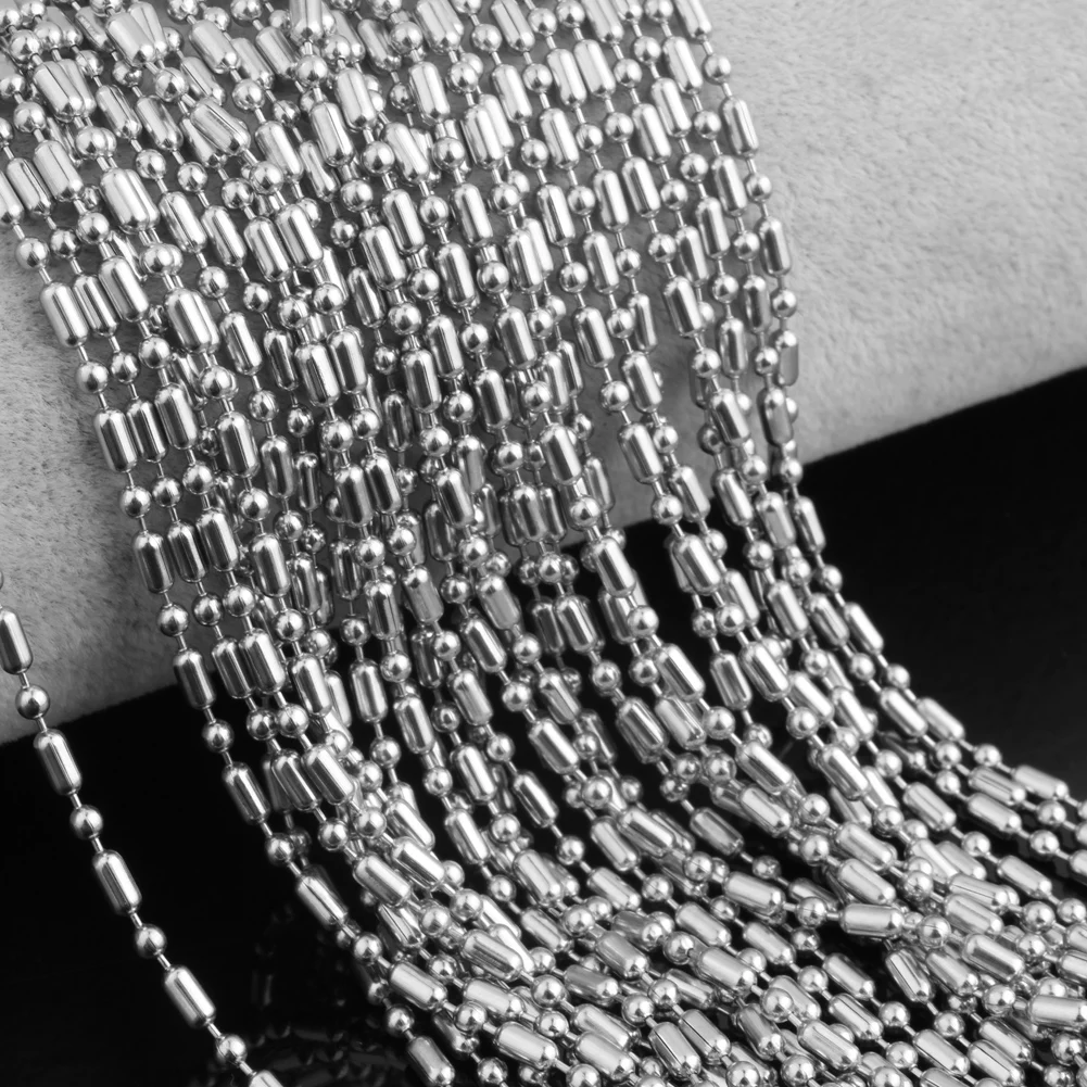 1.5/2/2.4/3mm Wholesale 10/20/50/100pcs/lot Silver Color Stainless Steel Bamboo Link Chain Necklace DIY Jewelry Findings