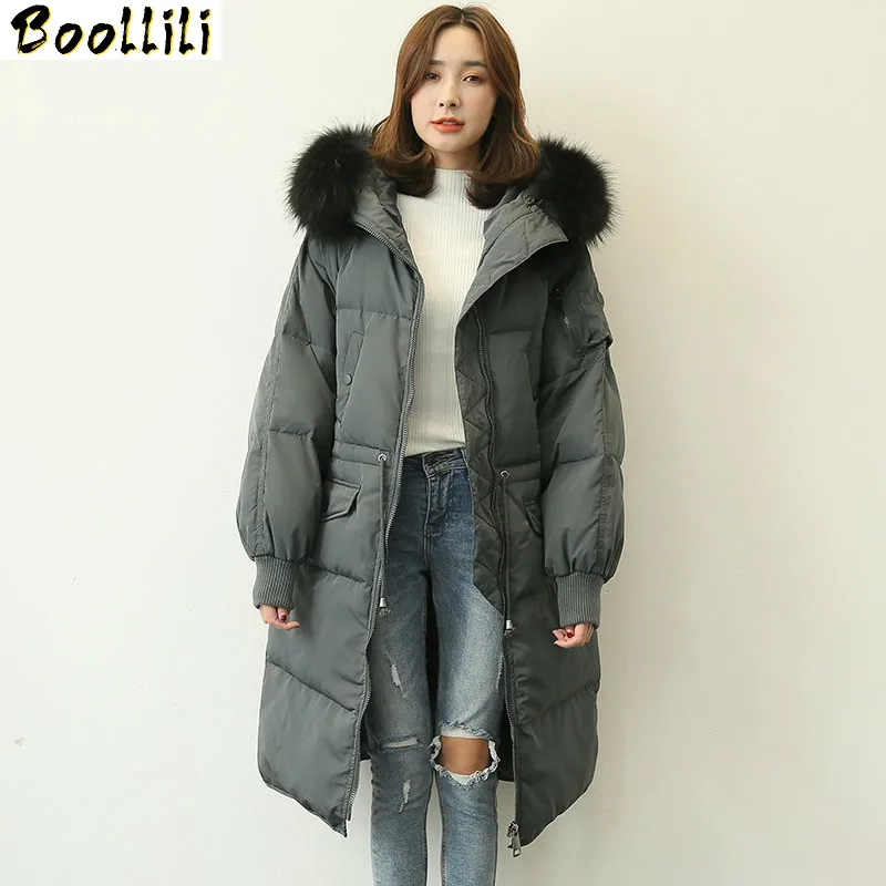 

Winter Coat Boollili Women 2023 New 90% White Goose Down Jacket Women Warm Parka Raccoon Fur Collar Puffer Jacket Women